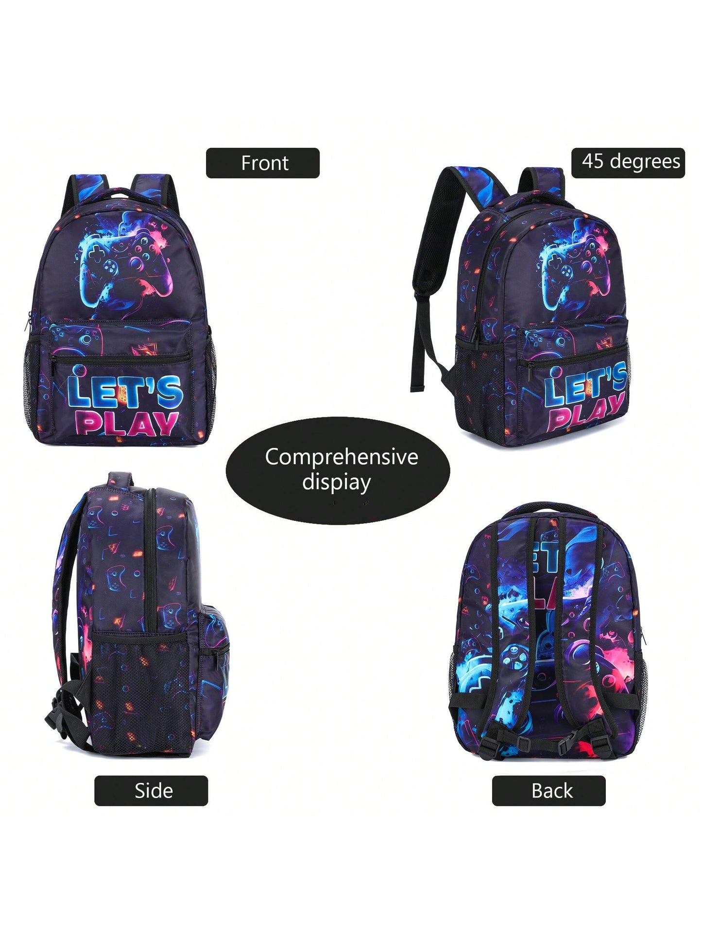 Dynamic Gamepad Pattern Backpack for Boys and Girls - School Sports Bag