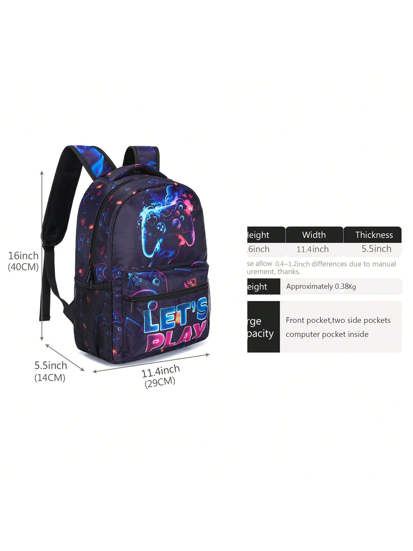 Dynamic Gamepad Pattern Backpack for Boys and Girls - School Sports Bag