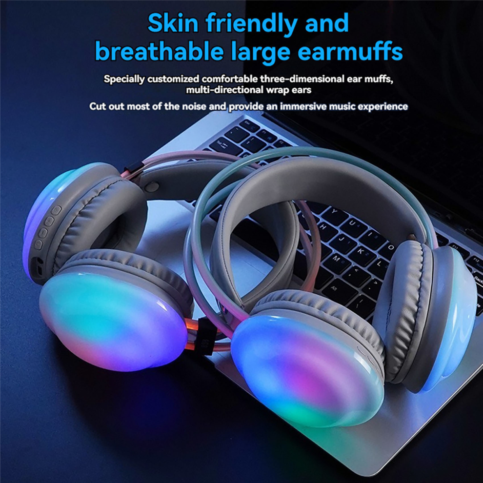 RGB Gaming Headphones Bluetooth Wireless Headphone E-Sports Game Headset Dynamic Lightingcomputer Mint Green