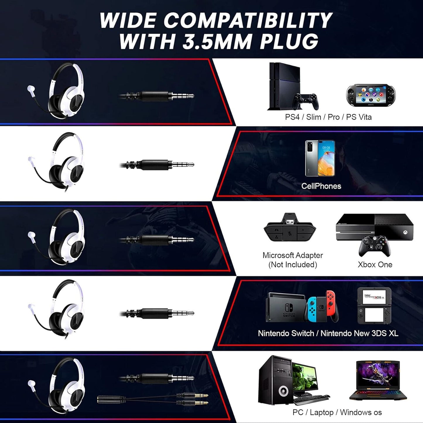 Gaming Headphones Headset Mic