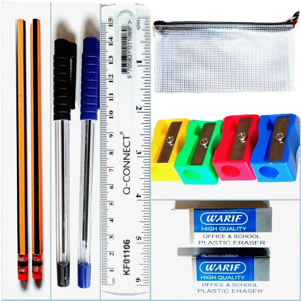 Ultimate Back to School Stationery Set: Pen, Pencil, Eraser, Ruler & Case