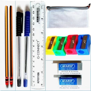 Ultimate Back to School Stationery Set: Pen, Pencil, Eraser, Ruler & Case
