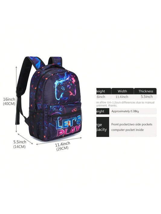 Dynamic Gamepad Pattern Backpack for Boys and Girls - School Sports Bag