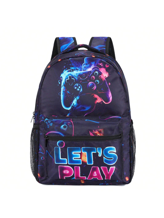 Dynamic Gamepad Pattern Backpack for Boys and Girls - School Sports Bag