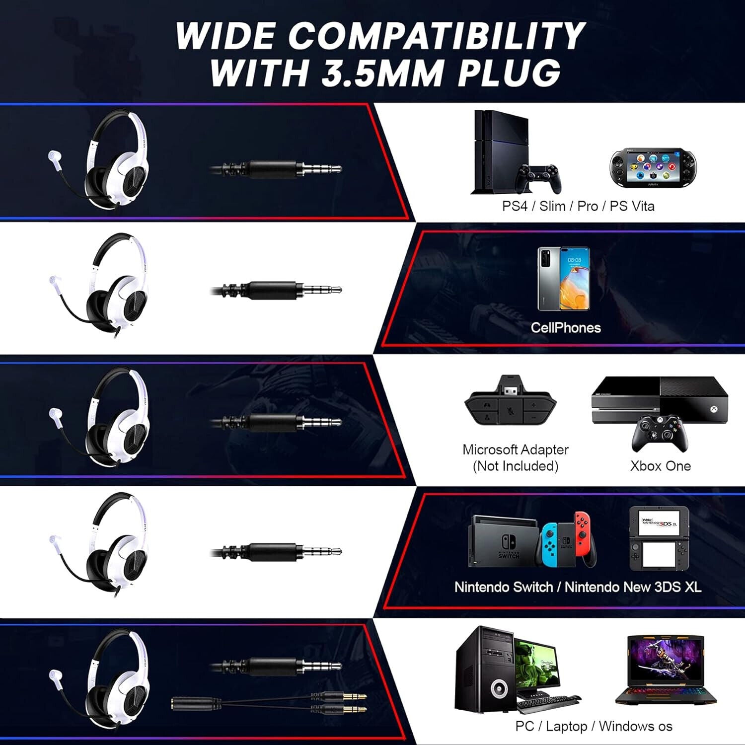 Gaming Headphones Headset Mic